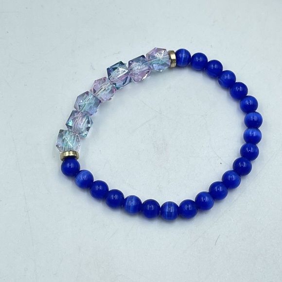 Colorful beads Navy Blue Agate Bracelet - Picture 5 of 5